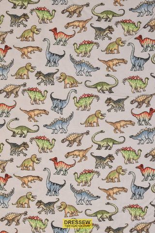 Dinosaur Flannelette Fog / Multi