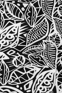 Doodle Leaves Lycra Jersey Black / White