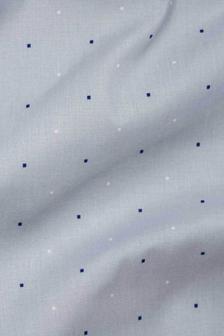 Dots & Squares Stretch Shirting Light Blue / Navy / White