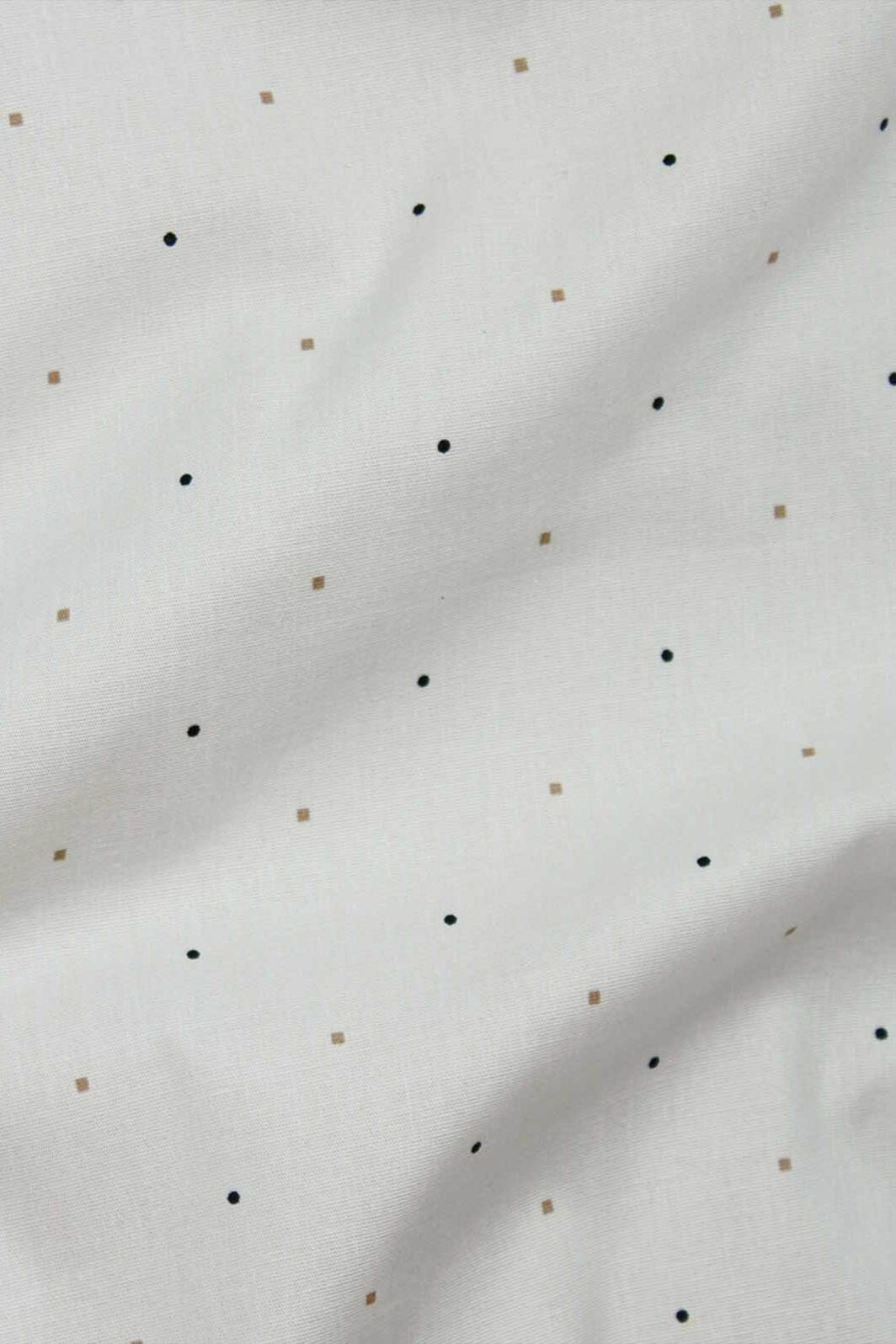 Dots & Squares Stretch Shirting Off White / Beige / Black