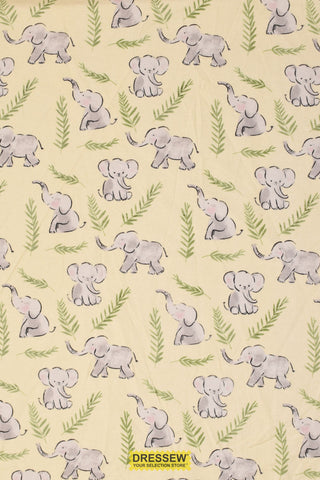 Elephant Flannelette Cream / Grey