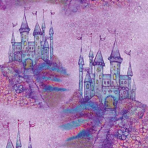 Fairy Enchantment Castles By Donna Antonucci For Benartex Digitally Printed Purple Mix