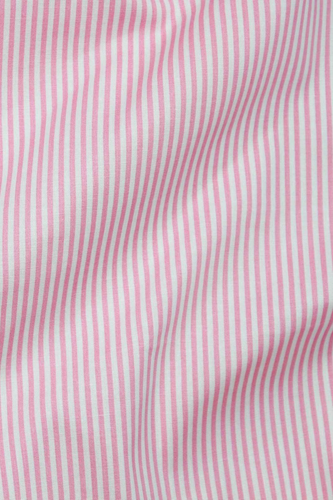 Fine Stripe Stretch Shirting Pink / Off White