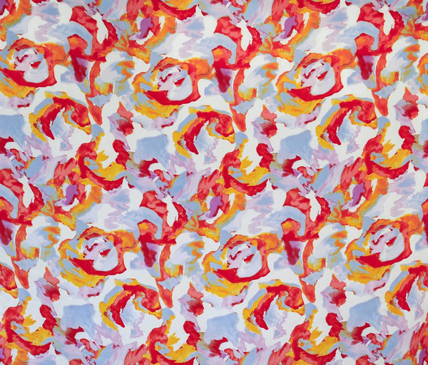 Floral Brushstroke Silky Satin Red / Lilac