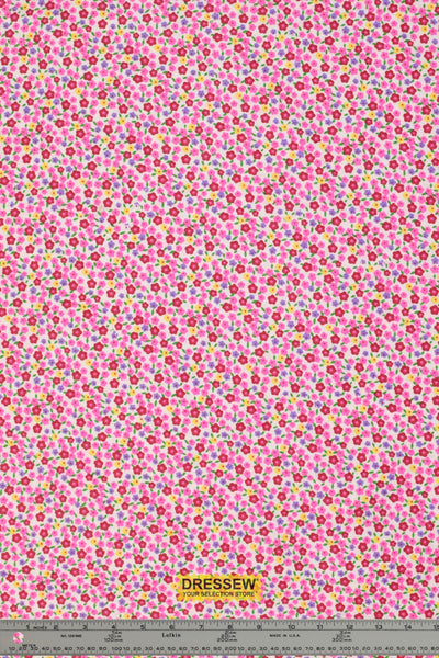 Floral Flannelette White / Pink