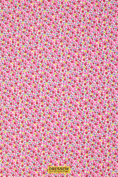 Floral Flannelette White / Pink