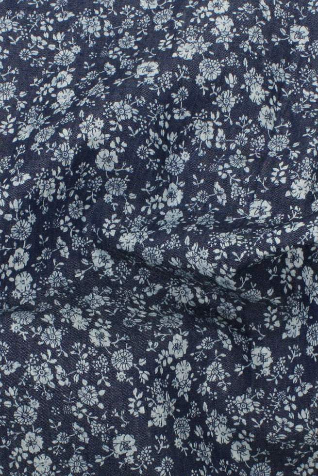 Flower Toss Chambray Dark Blue Mix