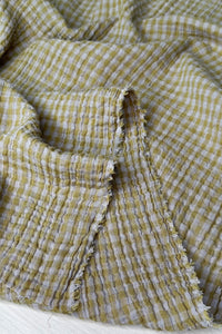 Gingham Organic Double Gauze Fog / Pistachio