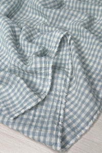 Gingham Organic Double Gauze Mist / Ivory