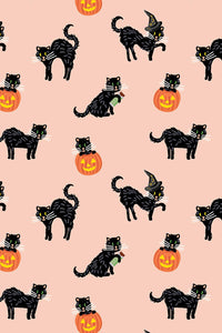 Halloween Black Cat By Rifle Paper Co. For Cotton + Steel Fabrics Blush