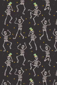 Halloween Skeletons By Rifle Paper Co. For Cotton + Steel Fabrics Metallic Gold / Black