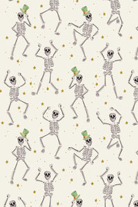 Halloween Skeletons By Rifle Paper Co. For Cotton + Steel Fabrics Metallic Gold / Cream