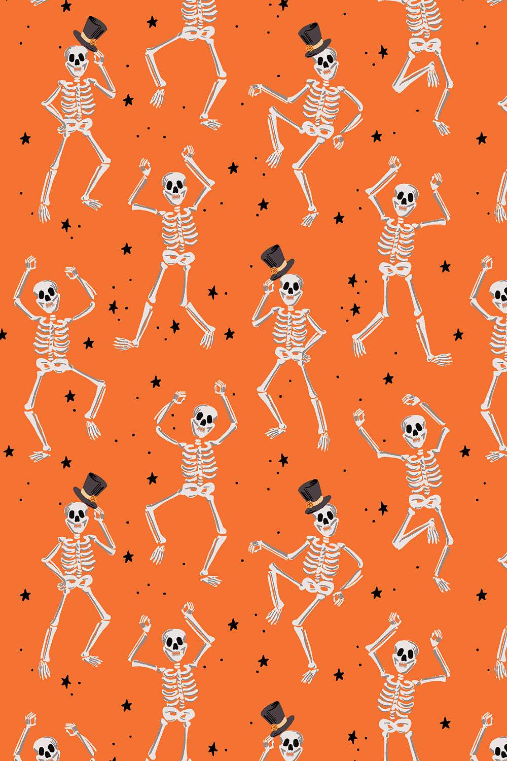 Halloween Skeletons By Rifle Paper Co. For Cotton + Steel Fabrics Orange