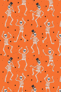 Halloween Skeletons By Rifle Paper Co. For Cotton + Steel Fabrics Orange