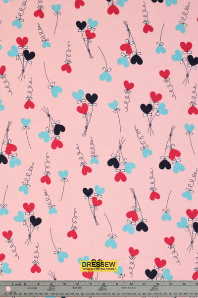 Heart Balloon Flannelette Pink / Multi