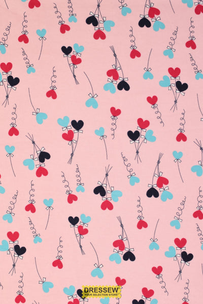 Heart Balloon Flannelette Pink / Multi