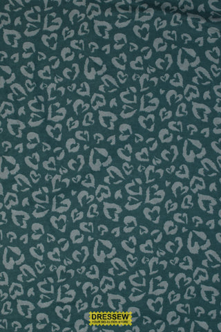 Heart Print Flannelette Forest / Sage