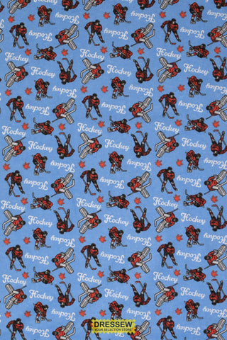 Hockey All Over Flannelette Blue / Multi