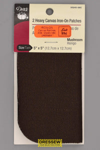 Iron-On Canvas Patches 5" x 5" Mushroom Brown