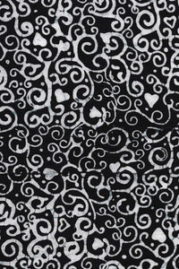 Island Batik Swirl Hearts Black / White