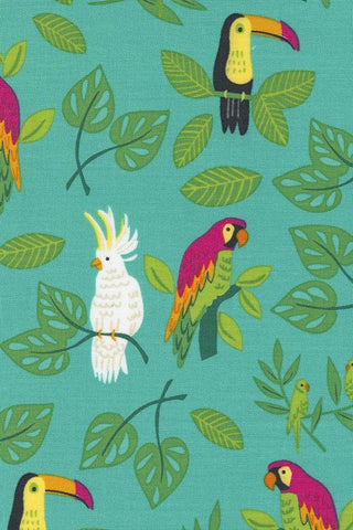 Jungle Paradise Tropical Birds by Stacy Iest Hsu for Moda Peacock