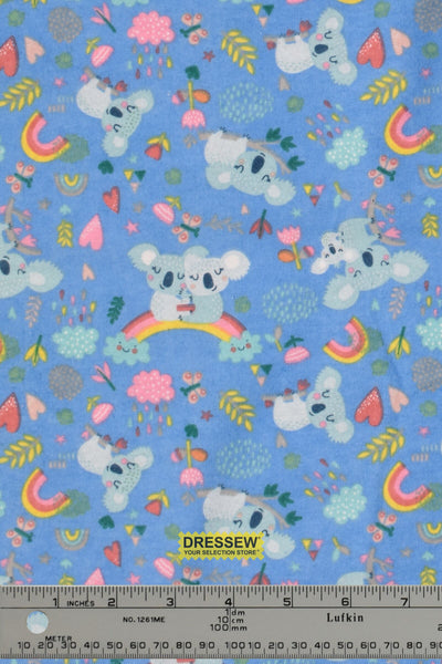 Koala Flannelette Blue / Multi