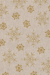 Linen Blend Canvas Snowflakes By Stof Natural / Metallic Gold