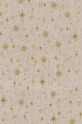 Linen Blend Canvas Starry Night By Stof Natural / Metallic Gold