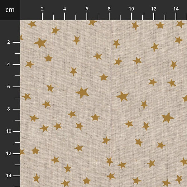 Linen Blend Canvas Stars By Stof Natural / Metallic Gold