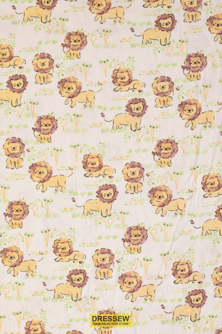 Lion Flannelette White / Yellow