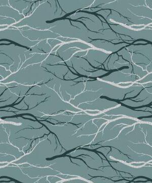 Magic Of Yosemite Dense Forest By Julia Dreams For RJR Fabrics Teal  / Metallic