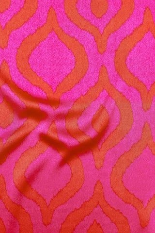 Moroccan Print Bubble Satin Fuchsia / Orange