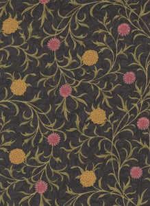 Morris Manor Scroll Floral By Barbara Brackman For Moda Ebony