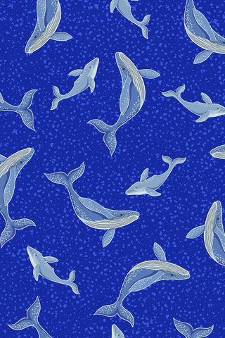 Ocean Glow Whales By Lewis & Irene Bright Blue