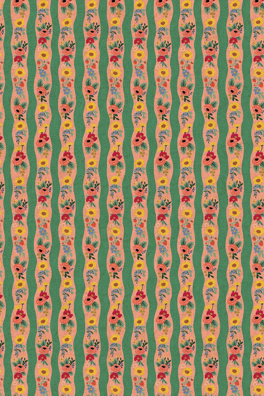 Orchard Climbing Roses Canvas By Rifle Paper Co. For Cotton + Steel Fabrics Blush / Multi