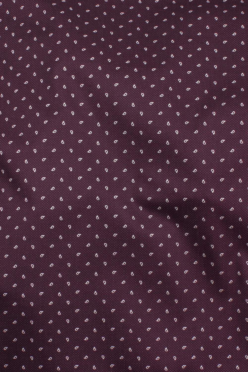 Paisley Stretch Shirting Wine / White