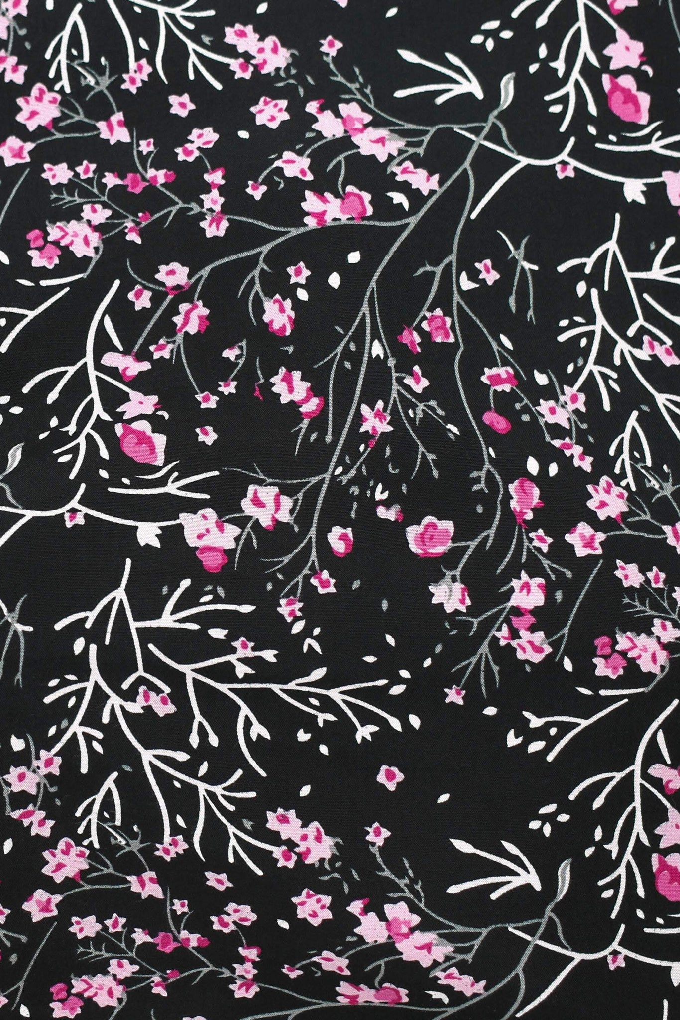 Picasso Blossom Poplin Black / Pink