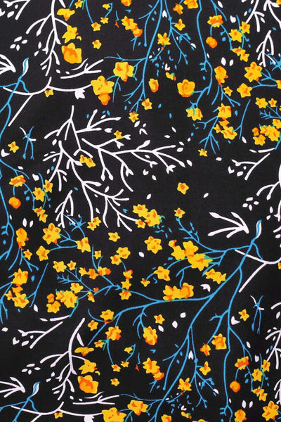 Picasso Blossom Poplin Black / Yellow