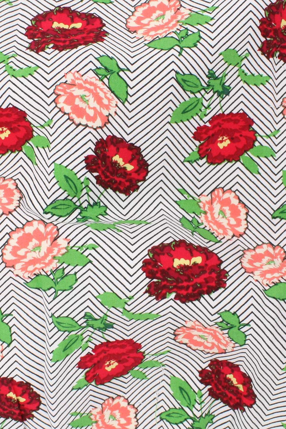 Picasso Lisianthus Poplin White / Red