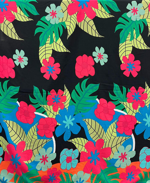 Picasso Tropical Border Poplin Black / Multi