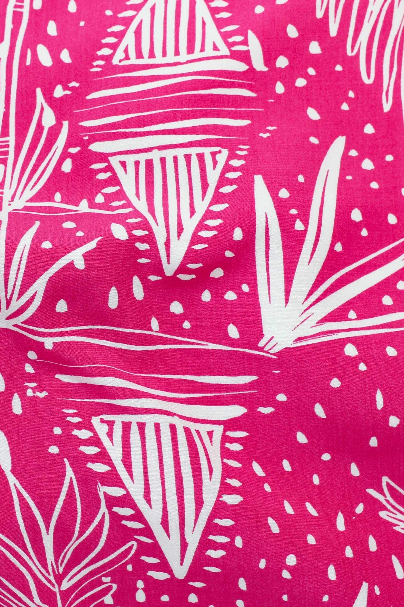 Picasso Tropical Trees Poplin Fuchsia / White