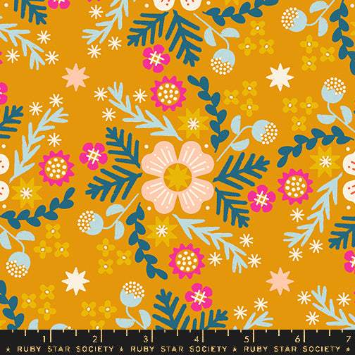 Pivot Canvas Retro Wildflowers By Rashida Coleman Hale of Ruby Star Society For Moda Goldenrod