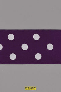 Polka Dot Ribbon 38mm (1-1/2") #9 Eggplant / White