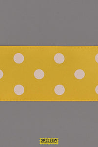 Polka Dot Ribbon 38mm (1-1/2") #9 Gold / White