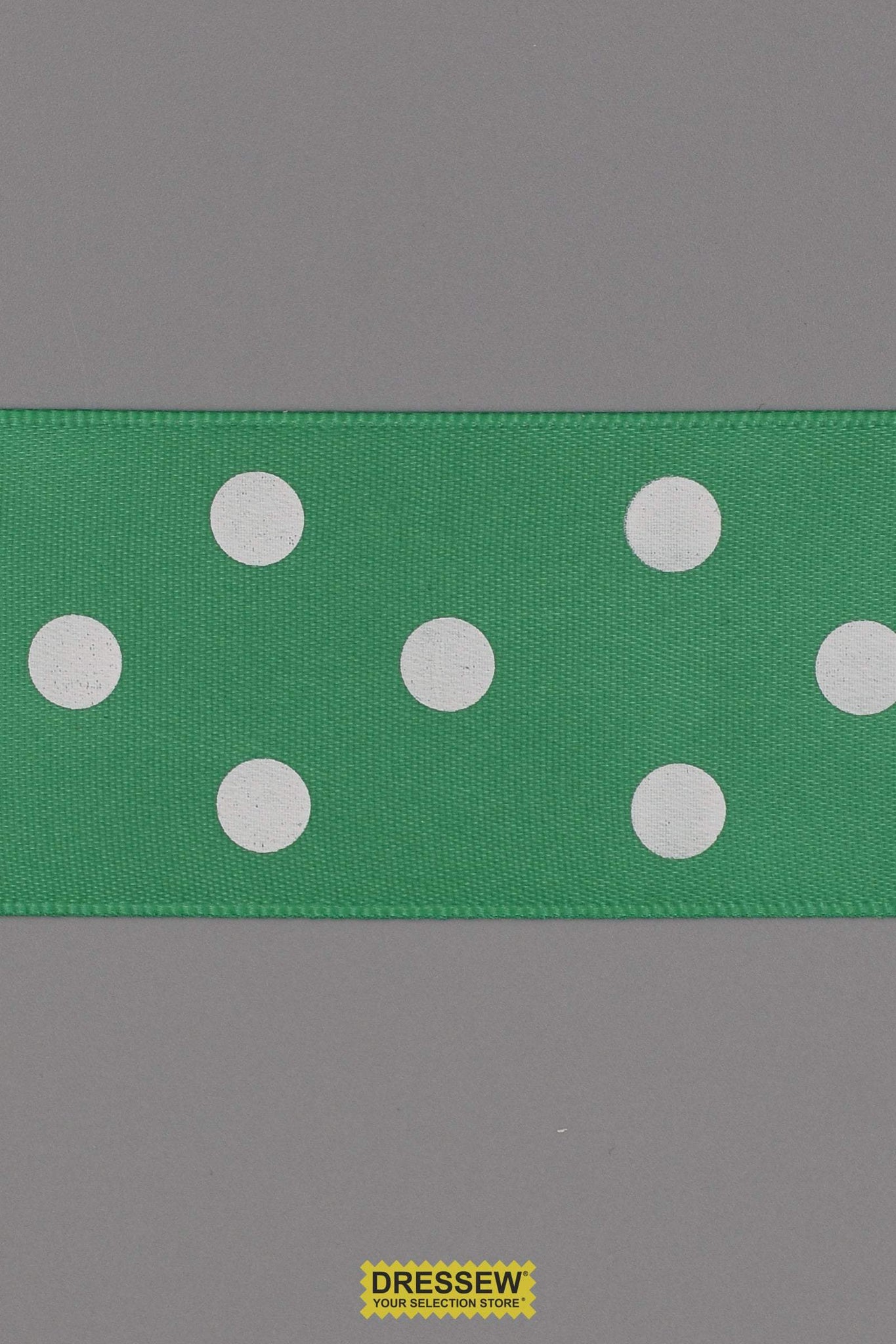 Polka Dot Ribbon 38mm (1-1/2") #9 Green / White