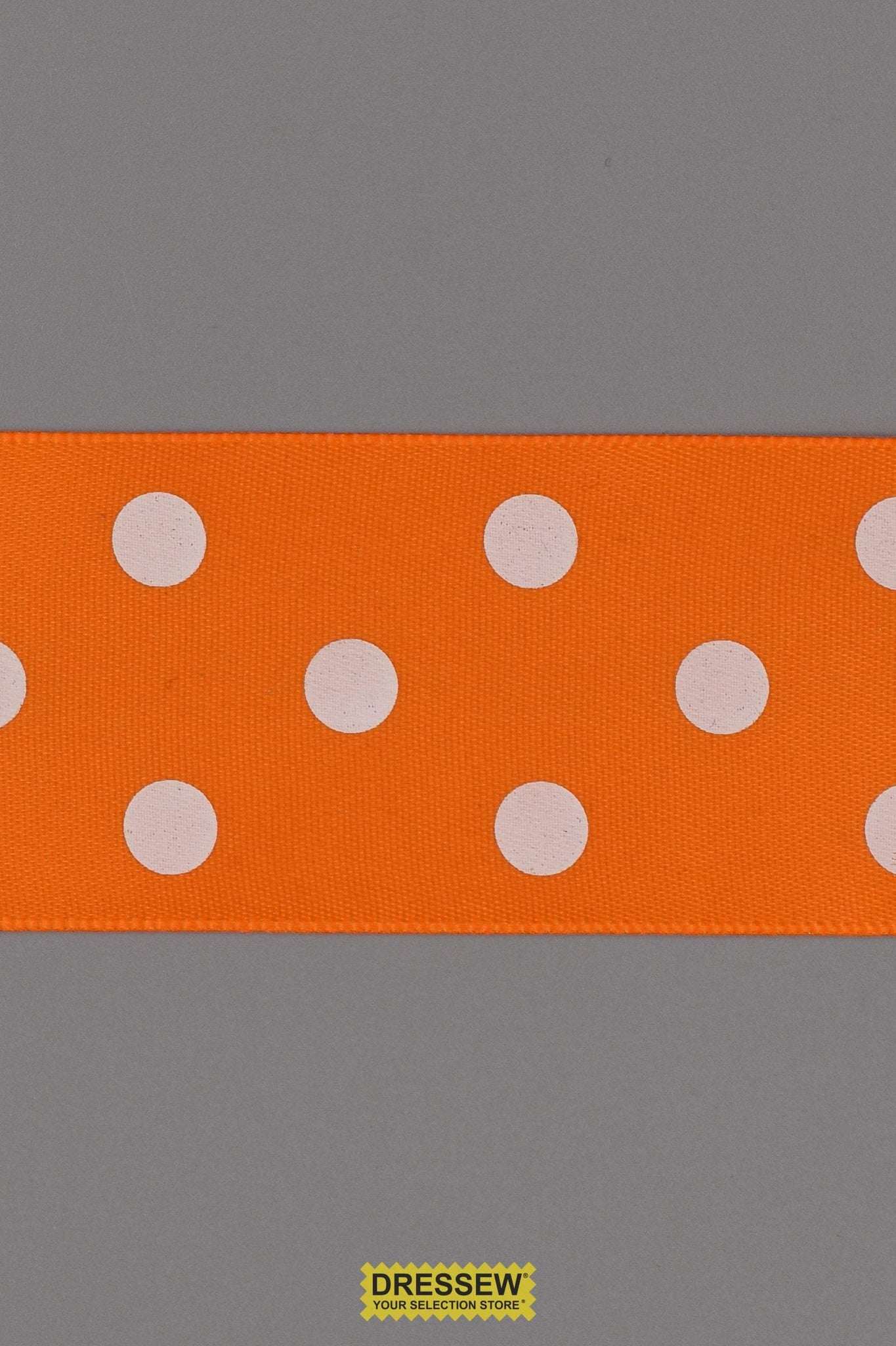 Polka Dot Ribbon 38mm (1-1/2") #9 Orange / White