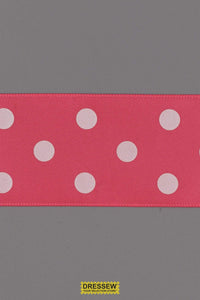 Polka Dot Ribbon 38mm (1-1/2") #9 Pink / White