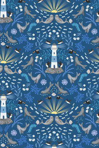 Puffin Rock Lighthouse By Lewis & Irene Dark Blue