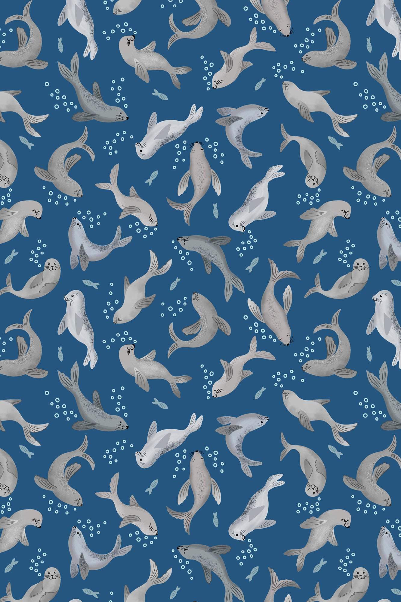 Puffin Rock Seal Bubbles By Lewis & Irene Dark Blue