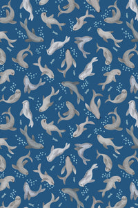 Puffin Rock Seal Bubbles By Lewis & Irene Dark Blue